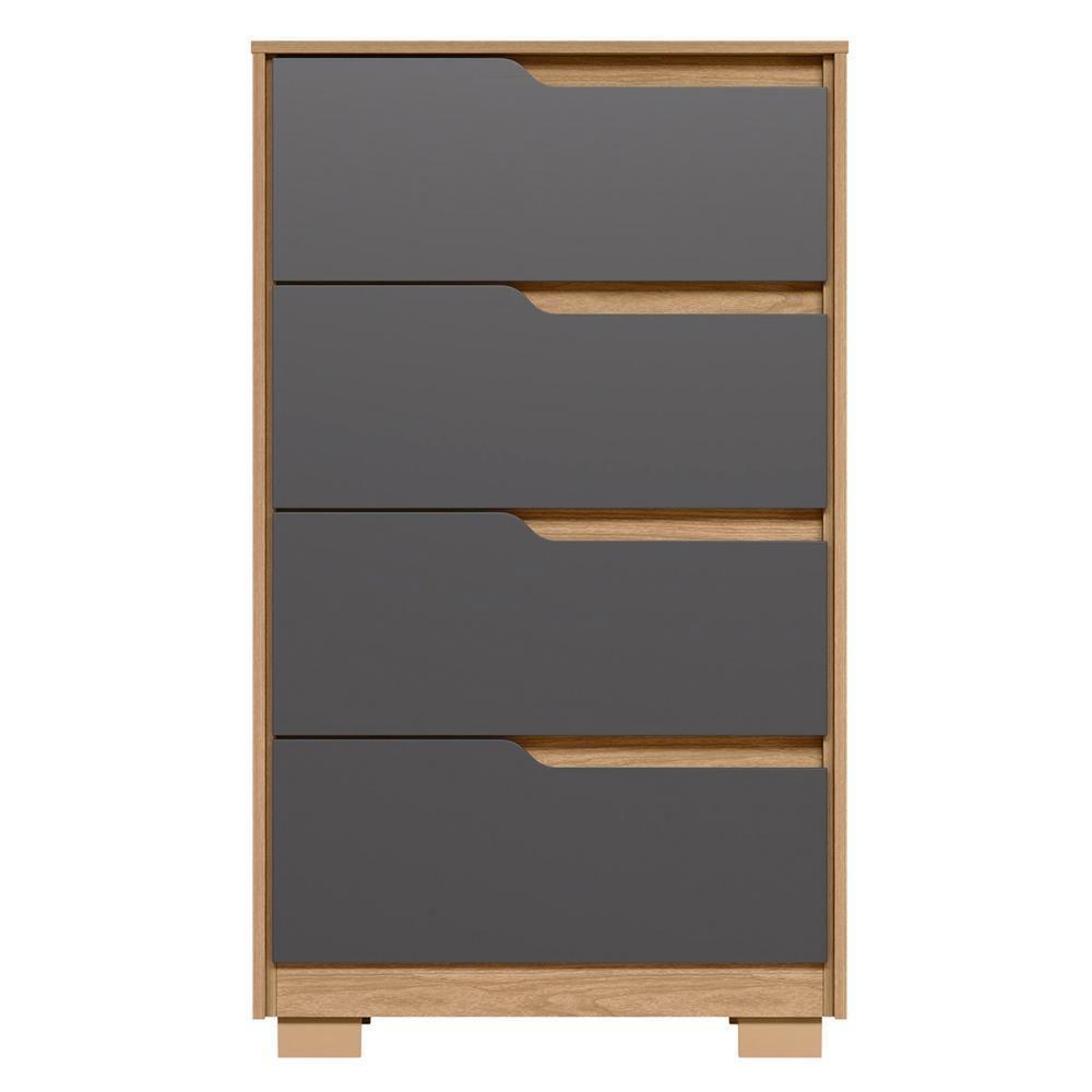 Cômoda Para Quarto 4 Gavetas 70cm Sole Flex Freijó-titanium - Albatroz - 9