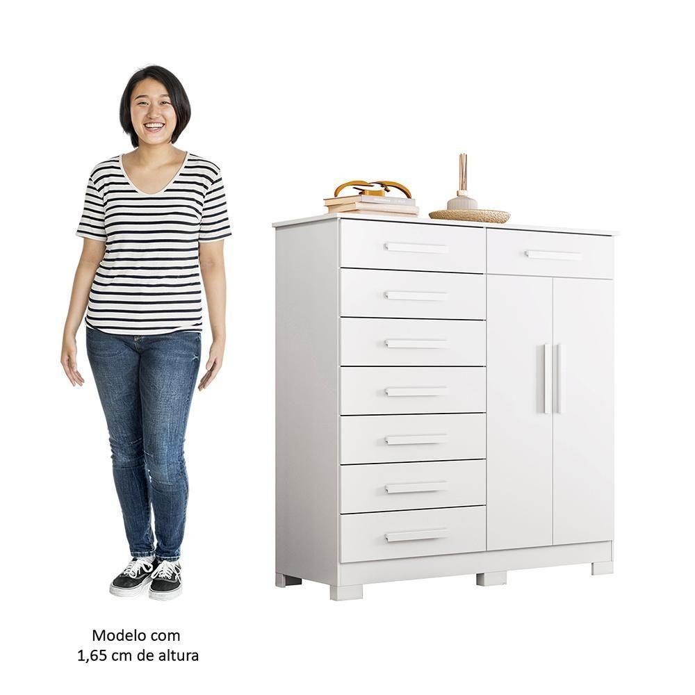 Cômoda Sapateira 8 Gavetas 2 Portas 125cm Verona Branco - Albatroz - 5