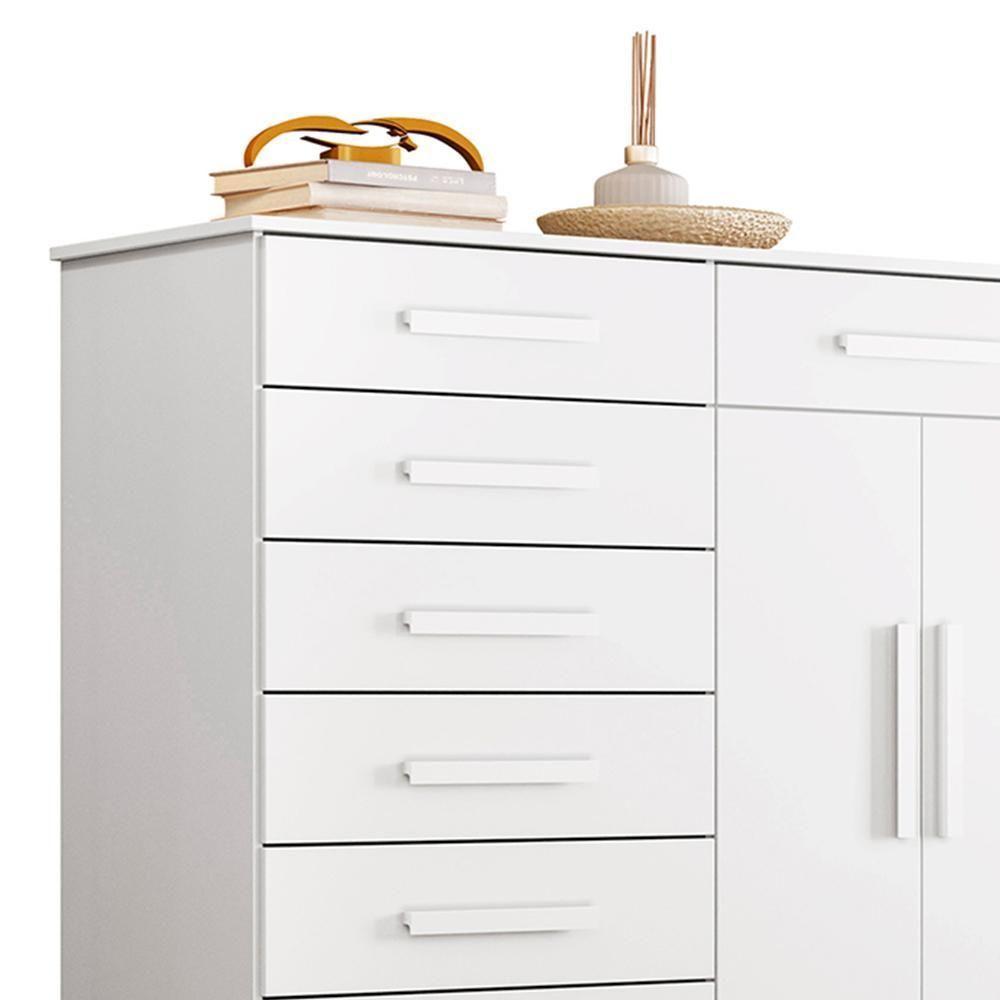 Cômoda Sapateira 8 Gavetas 2 Portas 125cm Verona Branco - Albatroz - 6
