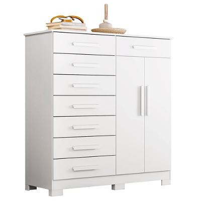 Cômoda Sapateira Verona 8 Gavetas em MDF com Puxador em MDF Branco 125cm