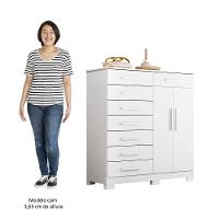 Cômoda Sapateira 8 Gavetas 2 Portas 125cm Verona Branco - Albatroz - 5