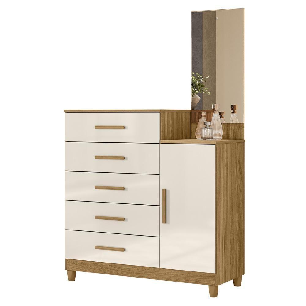 Cômoda Para Quarto 104cm Com Espelho Kyra Freijó-off Z17 - Mpozenato - 1