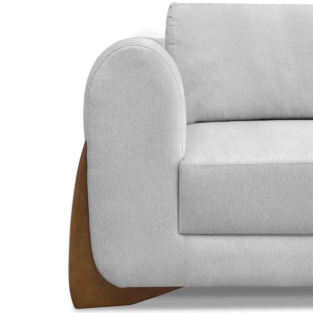 Sofá 2 Lugares Base De Madeira 160cm Izzy S06 Linho Grigio - Mpozenato - 8