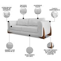 Sofá 2 Lugares Base De Madeira 160cm Izzy S06 Linho Grigio - Mpozenato - 3