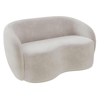 Sofá 2 Lugares Living Orgânico Sala De Estar 160cm Garbin Z08 Veludo Bege - Mpozenato