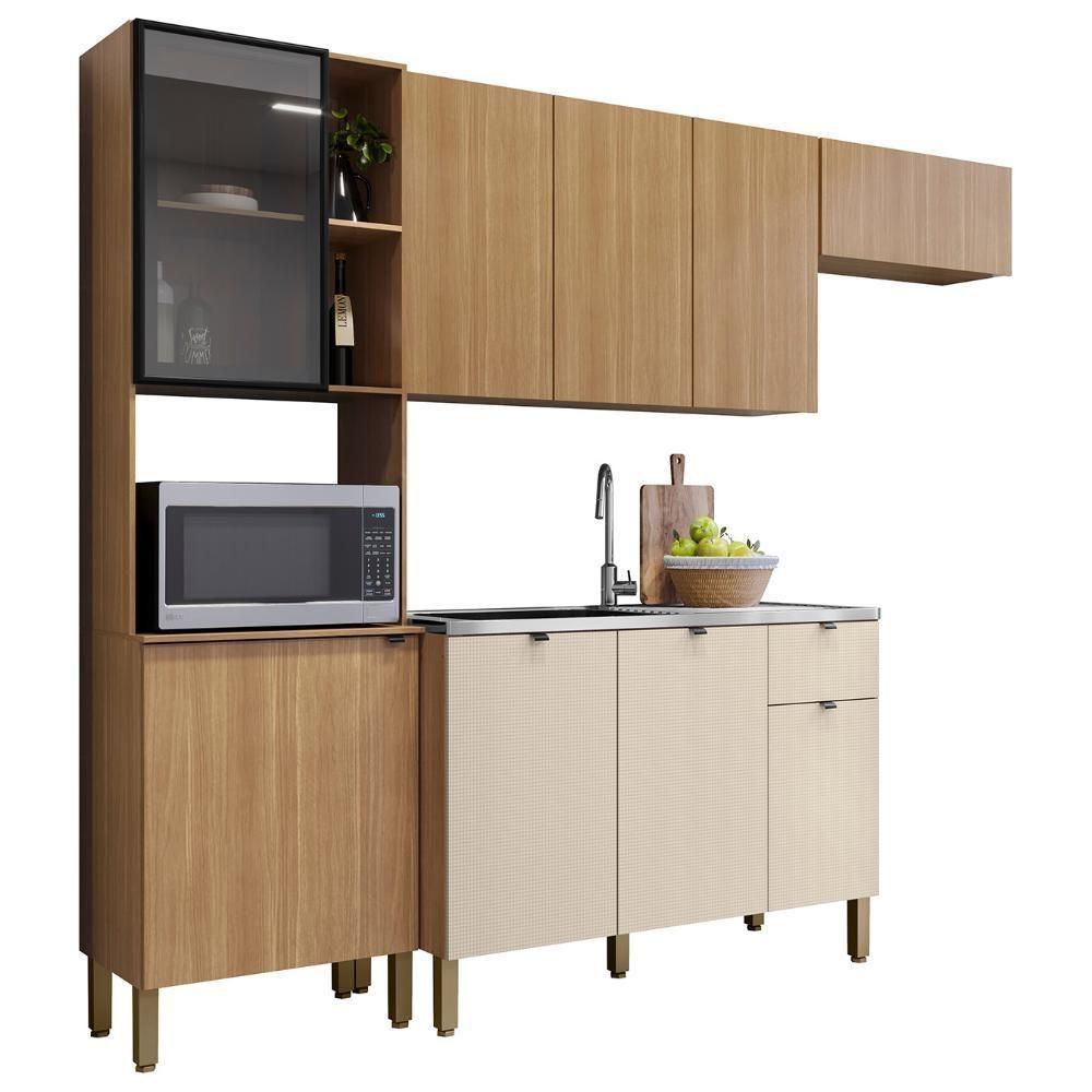 Cozinha Compacta Balcão Com Pia 120cm Laura Plus Freijó-soft Z06 - Mpozenato - 1