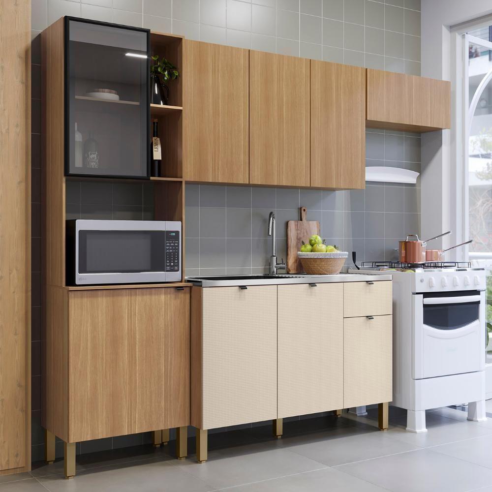 Cozinha Compacta Balcão Com Pia 120cm Laura Plus Freijó-soft Z06 - Mpozenato - 2