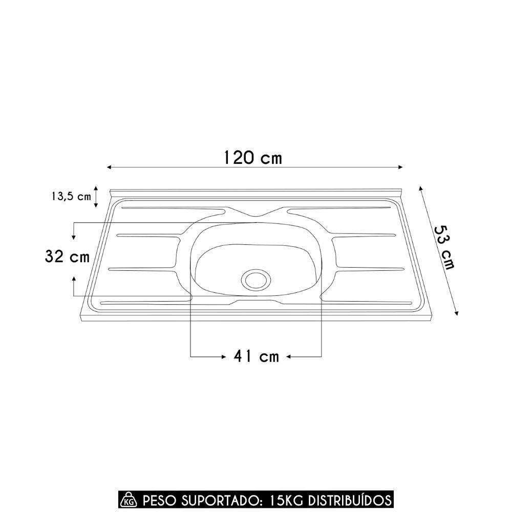 Cozinha Compacta Balcão Com Pia 120cm Laura Plus Freijó-soft Z06 - Mpozenato - 5