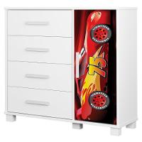 Cômoda Infantil Para Quarto 80cm 4 Gavetas Carro Vermelho Z53 - Mpozenato - 1