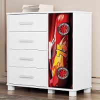 Cômoda Infantil Para Quarto 80cm 4 Gavetas Carro Vermelho Z53 - Mpozenato - 3
