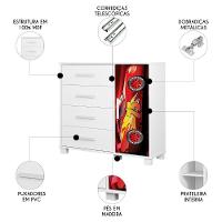 Cômoda Infantil Para Quarto 80cm 4 Gavetas Carro Vermelho Z53 - Mpozenato