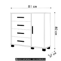 Cômoda Infantil Para Quarto 80cm 4 Gavetas Carro Vermelho Z53 - Mpozenato - 5