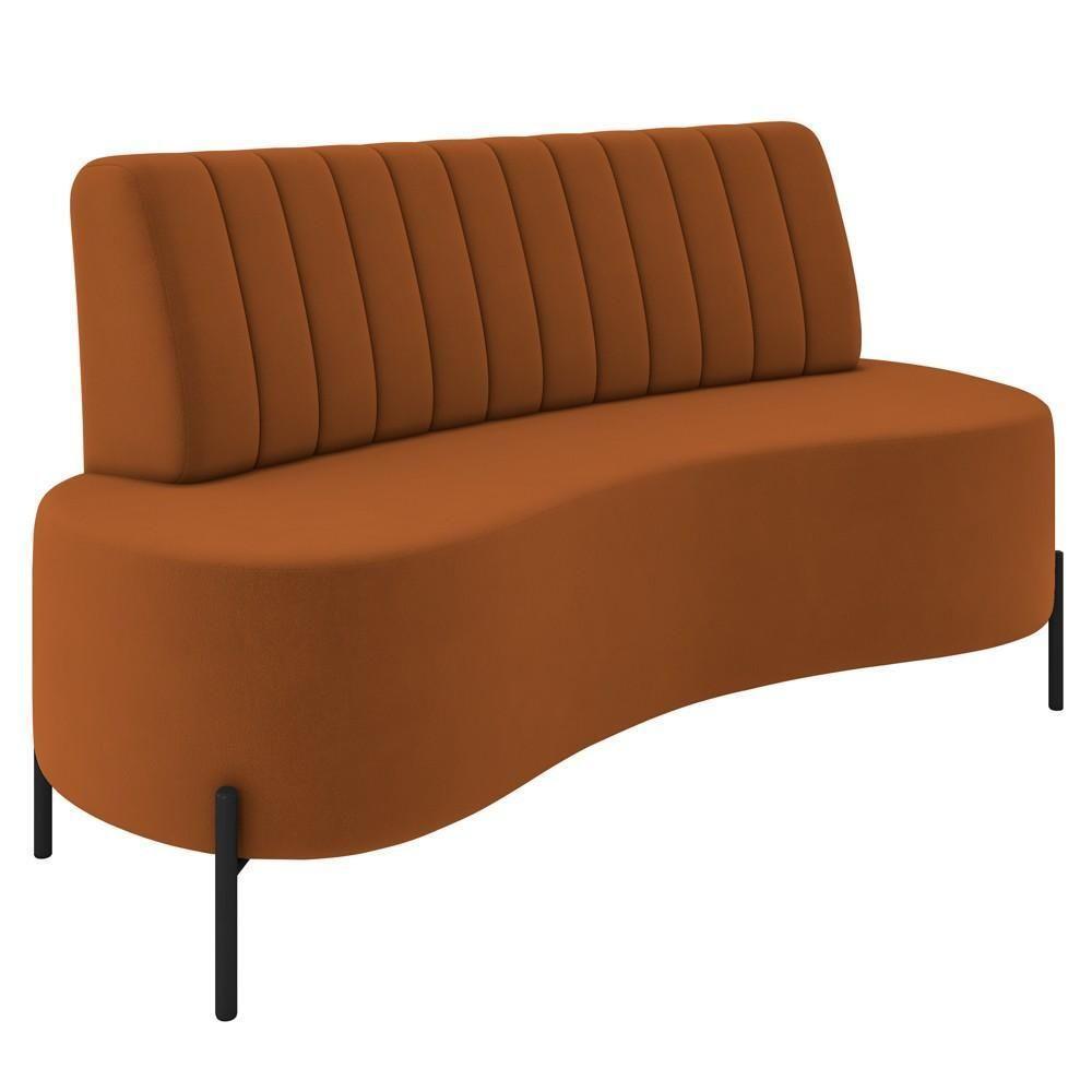 Sofá 2 Lugares 160cm Pés Aço Preto Tamar Z08 Veludo Terracota - Mpozenato - 1