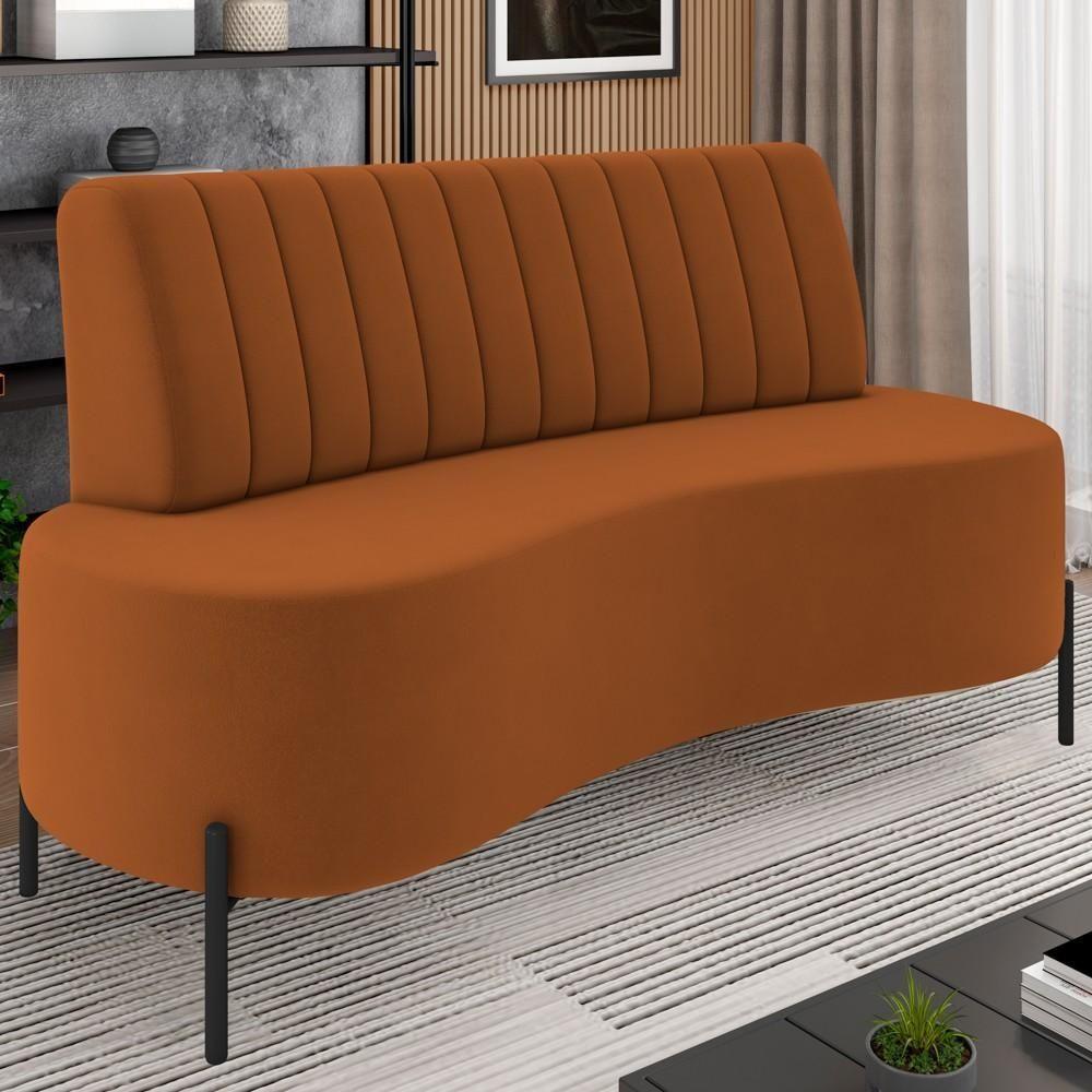 Sofá 2 Lugares 160cm Pés Aço Preto Tamar Z08 Veludo Terracota - Mpozenato - 2