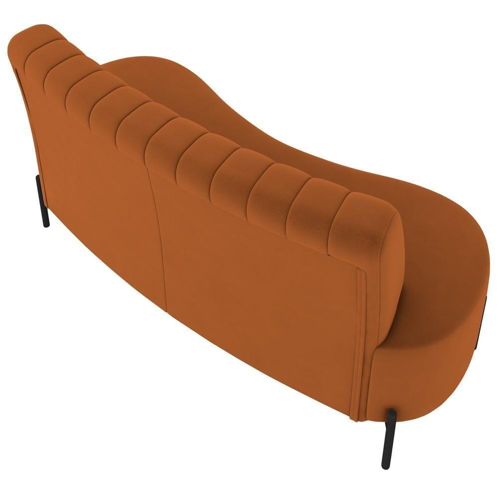 Sofá 2 Lugares 160cm Pés Aço Preto Tamar Z08 Veludo Terracota - Mpozenato - 7