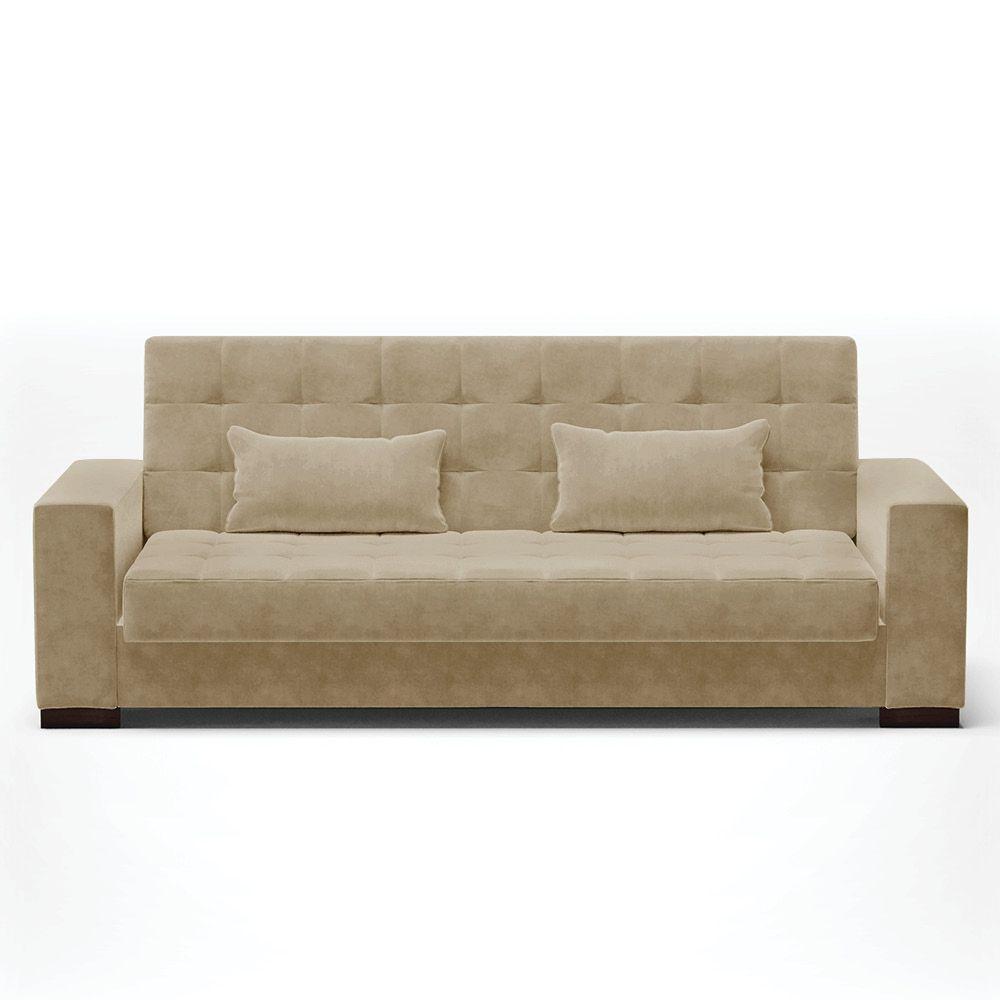 Sofá Cama 2 Lugares Para Sala De Estar Lisboa Suede Marrom Rato - D'rossi - 3