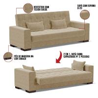 Sofá Cama 2 Lugares Para Sala De Estar Lisboa Suede Marrom Rato - D'rossi - 6