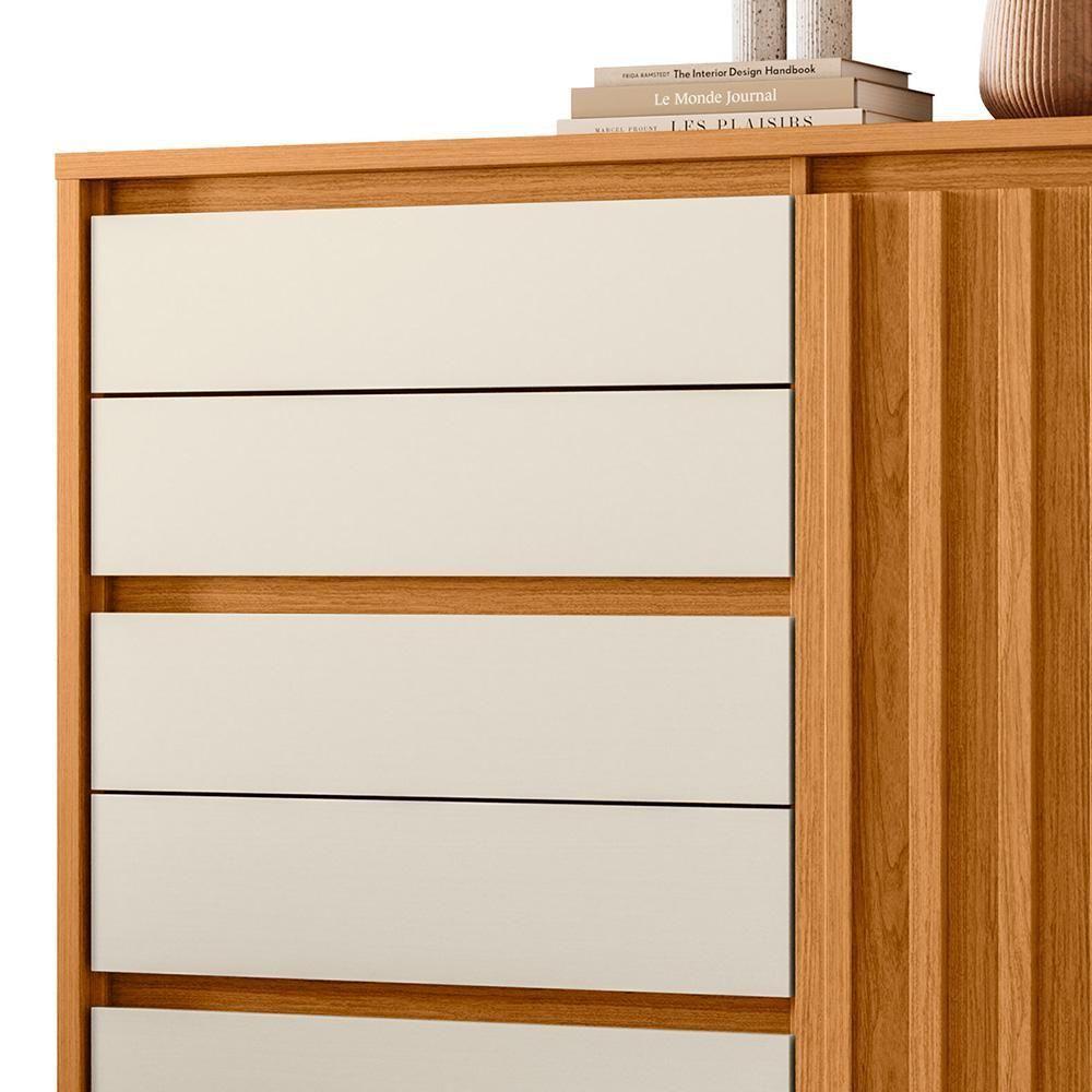 Cômoda Sapateira 1 Porta 5 Gavetas 125cm Duetto Cinamomo-off White - Albatroz - 7