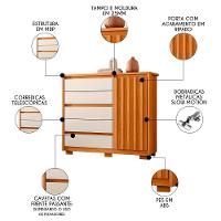 Cômoda Sapateira 1 Porta 5 Gavetas 125cm Duetto Cinamomo-off White - Albatroz - 3