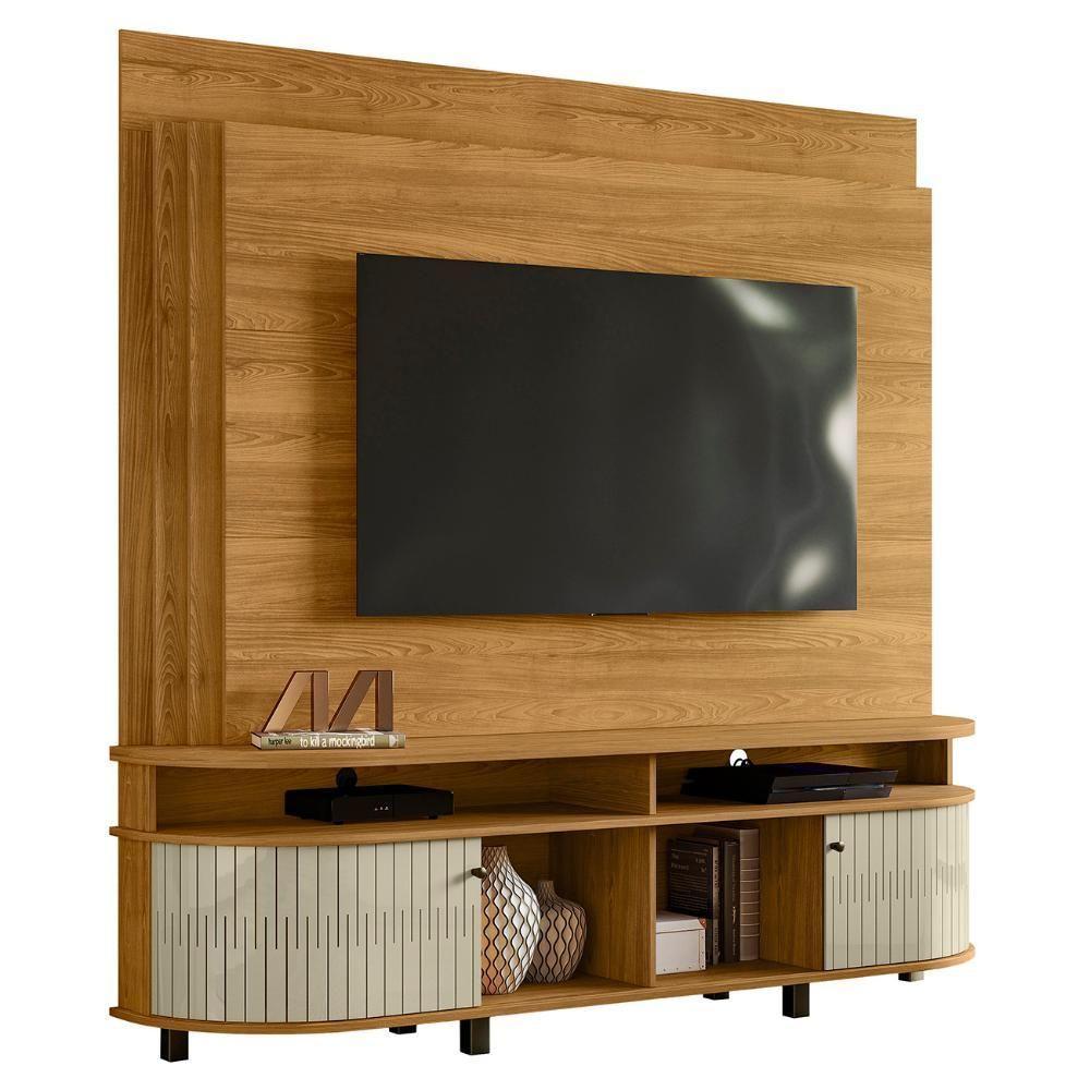 Estante Painel De Tv 65 Pol 183cm Ramona Z10 Cumaru-opala - Mpozenato - 1