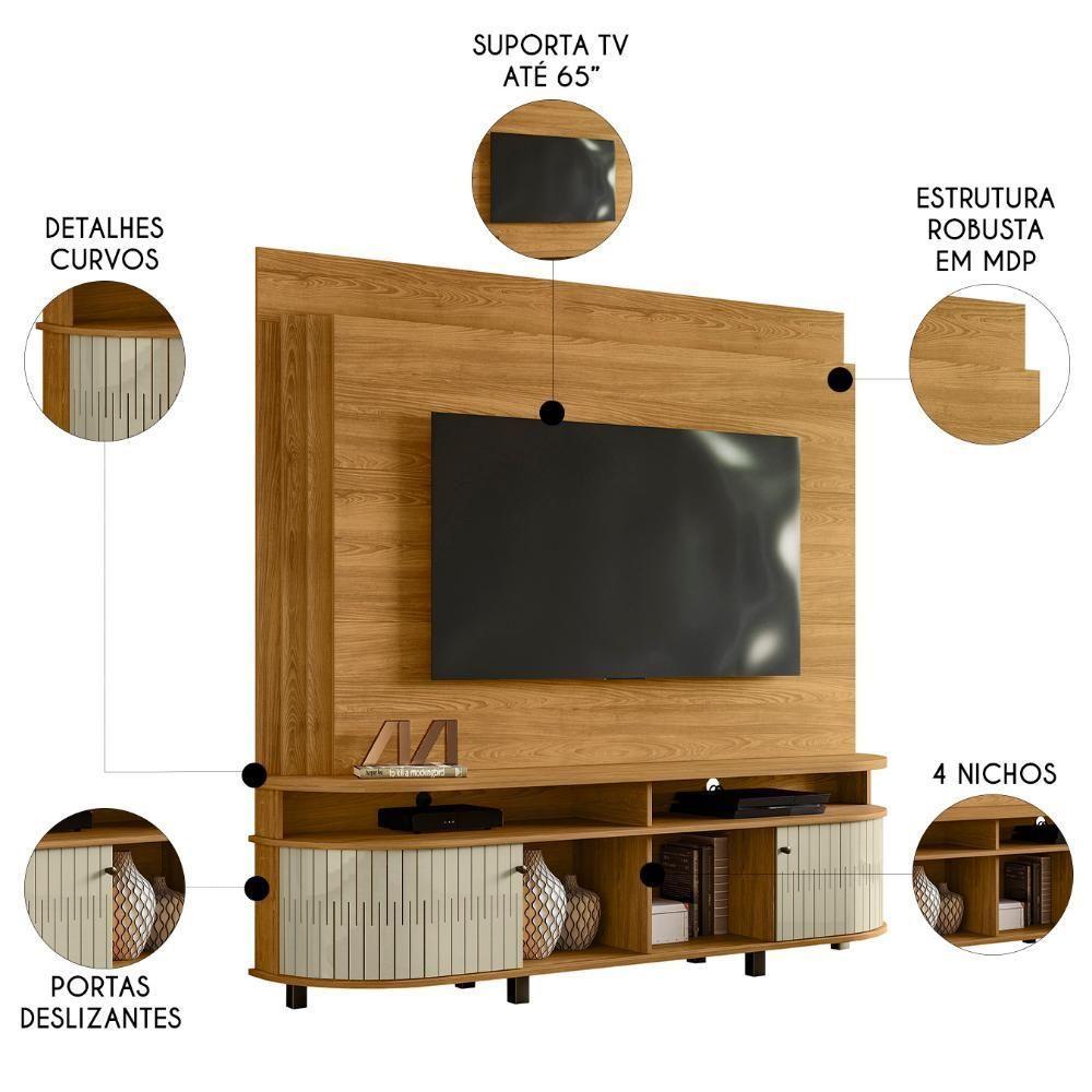 Estante Painel De Tv 65 Pol 183cm Ramona Z10 Cumaru-opala - Mpozenato - 3