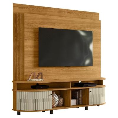 Estante Painel De Tv 65 Pol 183cm Ramona Z10 Cumaru-opala - Mpozenato