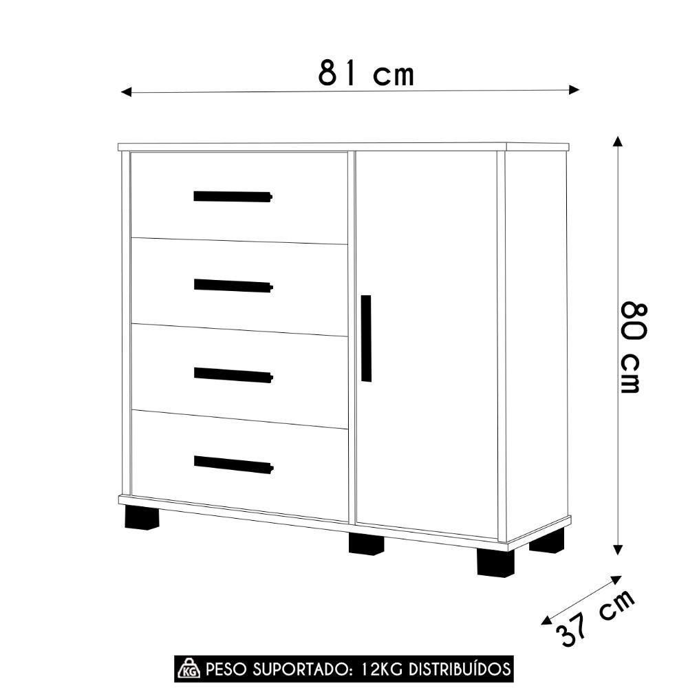 Cômoda Infantil Para Quarto 80cm 4 Gavetas Carruagem Rosa Z53 - Mpozenato - 4