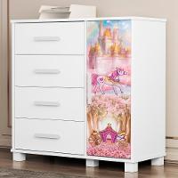 Cômoda Infantil Para Quarto 80cm 4 Gavetas Carruagem Rosa Z53 - Mpozenato - 2