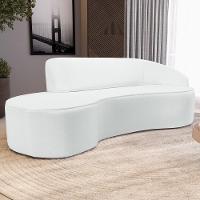 Sofá Living 2 Lugares 180cm Braço Direito Mozart D06 Sintético Branco - Mpozenato