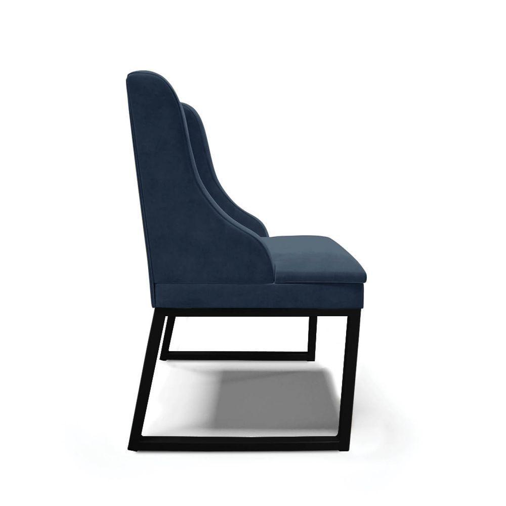 Cadeira Sala De Jantar Industrial Preto Kit 4 Liz Suede Azul M D03 - D'rossi - 5