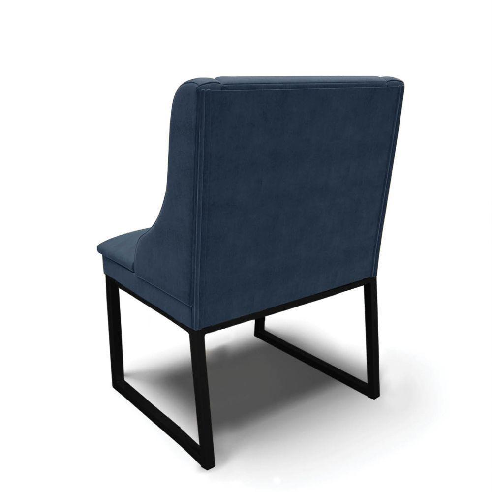 Cadeira Sala De Jantar Industrial Preto Kit 4 Liz Suede Azul M D03 - D'rossi - 6