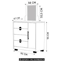 Cômoda Para Quarto 93cm Com Espelho Nara Imbuia-fendi V02 - Mpozenato