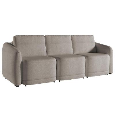Sofá Cama Casal Para Sala 336cm Polska Z08 Boucle Bege Escuro - Mpozenato