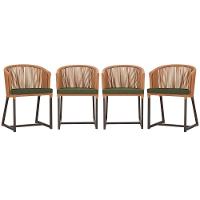 4 Cadeiras De Jantar Noronha Marrom Corda Náutica E13 Trama Terra Cota - 1