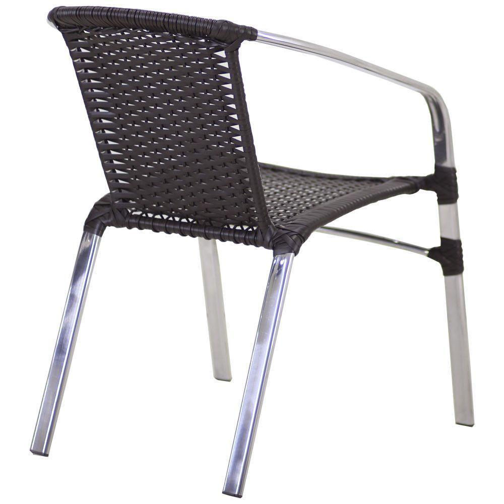 Jogo 6 Cadeiras E Mesa Com Tampo Floripa Alumínio área Trama Tabaco - 3