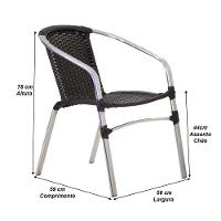 Jogo 6 Cadeiras E Mesa Com Tampo Floripa Alumínio área Trama Tabaco - 5