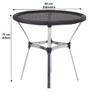 Jogo 6 Cadeiras E Mesa Com Tampo Floripa Alumínio área Trama Tabaco - 6