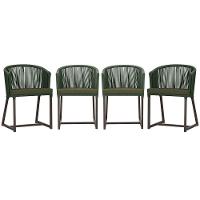 4 Cadeiras De Jantar Noronha Marrom Corda Náutica E13 Trama Verde - 1