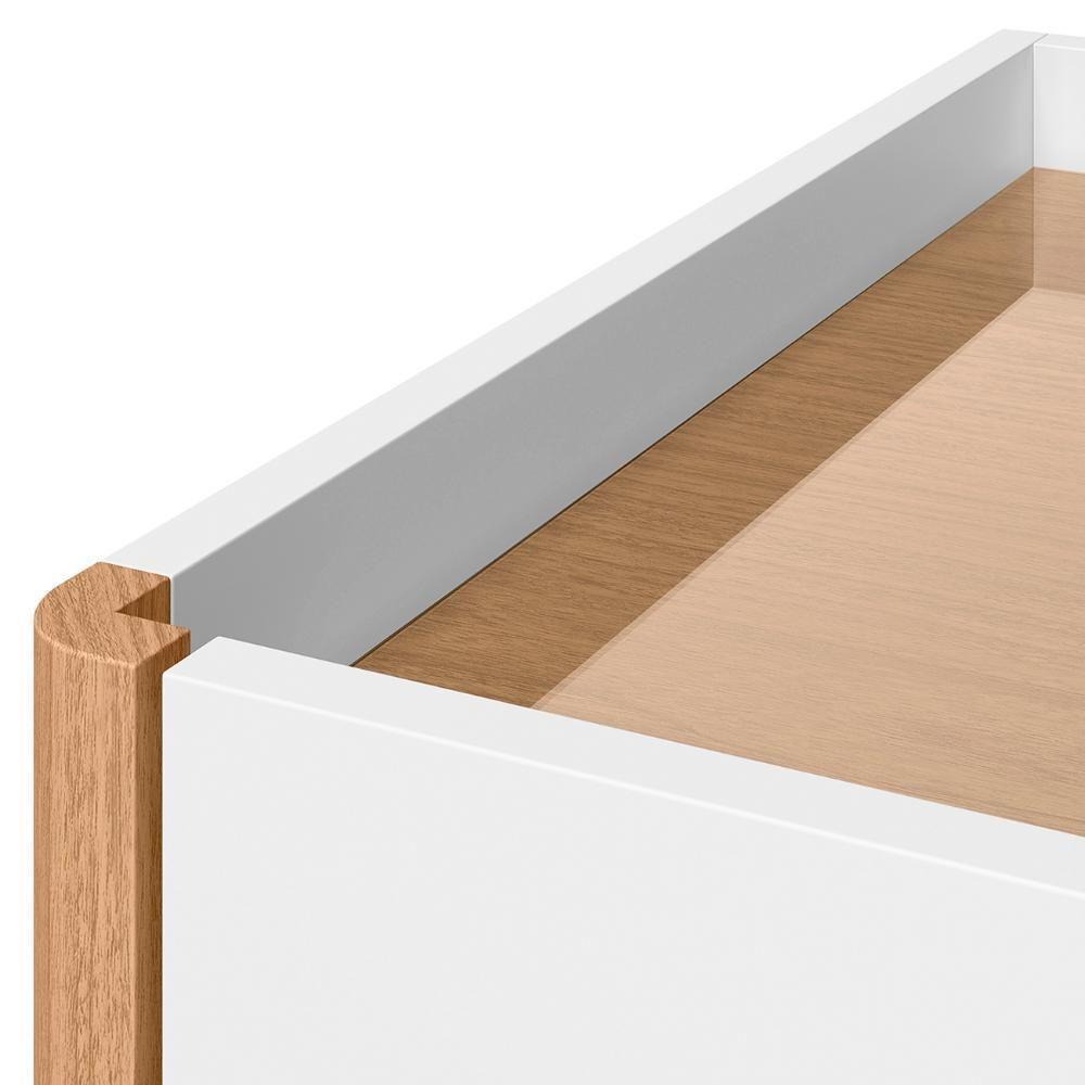 Cômoda Para Quarto 120cm Tampo Vidro Lynd A02 Branco-freijó - Mpozenato - 5