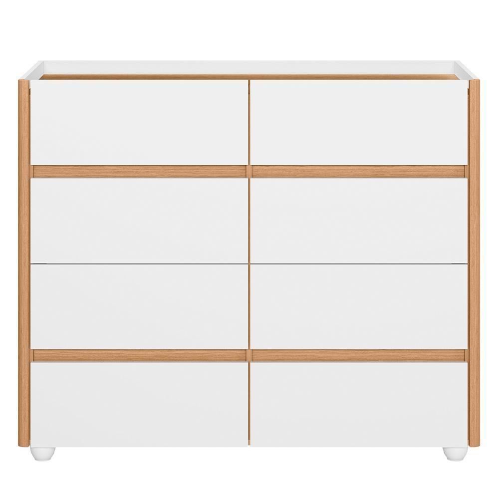 Cômoda Para Quarto 120cm Tampo Vidro Lynd A02 Branco-freijó - Mpozenato - 6