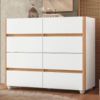 Cômoda Para Quarto 120cm Tampo Vidro Lynd A02 Branco-freijó - Mpozenato - 2