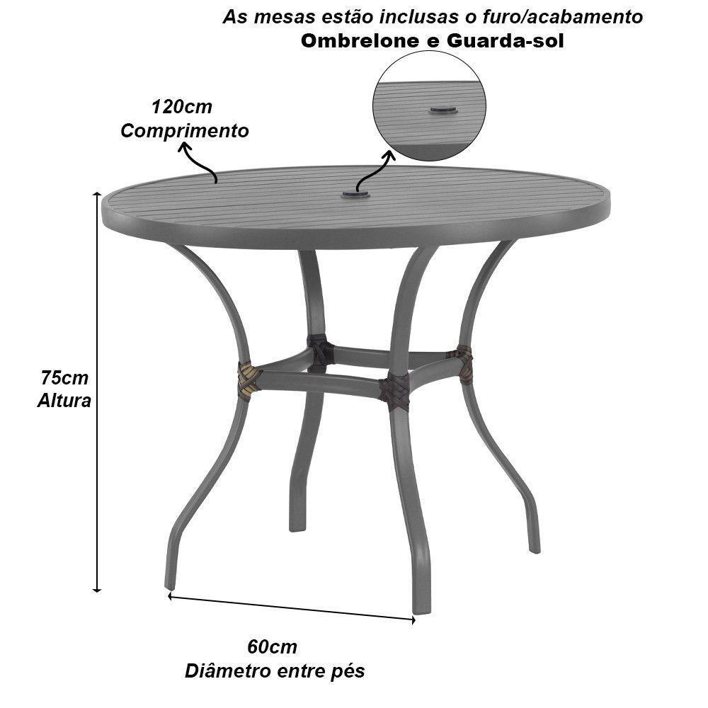 Mesa Roma Com Tampo Ripado 120 Cm Alumínio Cinza - 3