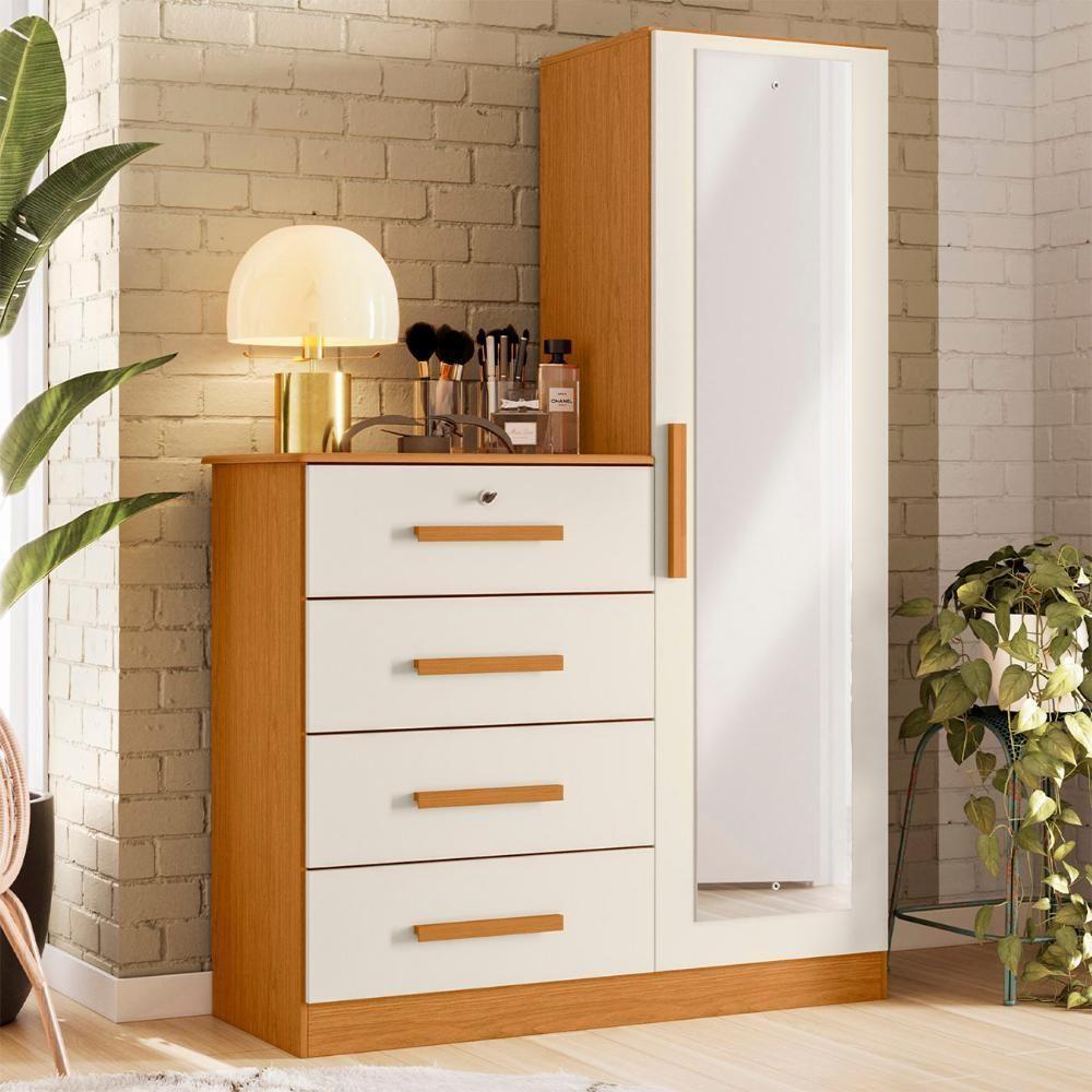 Cômoda Para Quarto 109cm 1 Porta Belize Plus Off-cinamomo - Albatroz - 2