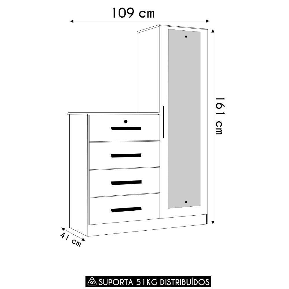Cômoda Para Quarto 109cm 1 Porta Belize Plus Off-cinamomo - Albatroz - 4