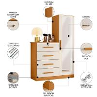 Cômoda Para Quarto 109cm 1 Porta Belize Plus Off-cinamomo - Albatroz - 3