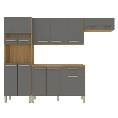 Cozinha Compacta Com Balcão 251cm Louis Plus Freijó-gris Z06 - Mpozenato