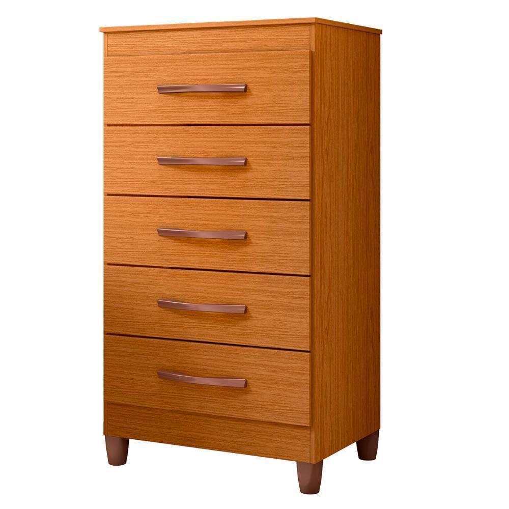 Cômoda Para Quarto 5 Gavetas 56cm Thais A02 Cinamomo - Mpozenato - 1
