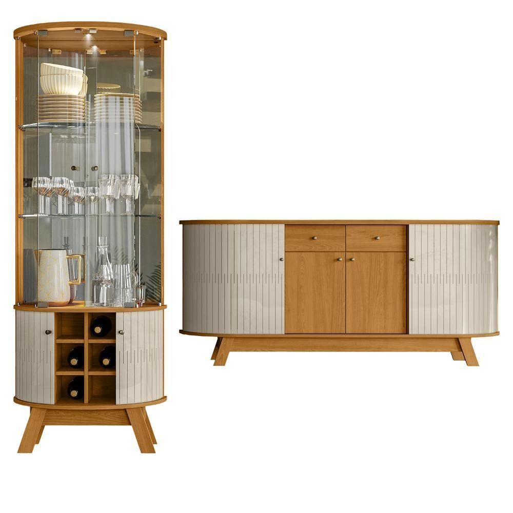 Cristaleira De Vidro Melina E Buffet Monica Z10 Off-cinamomo - Mpozenato - 1