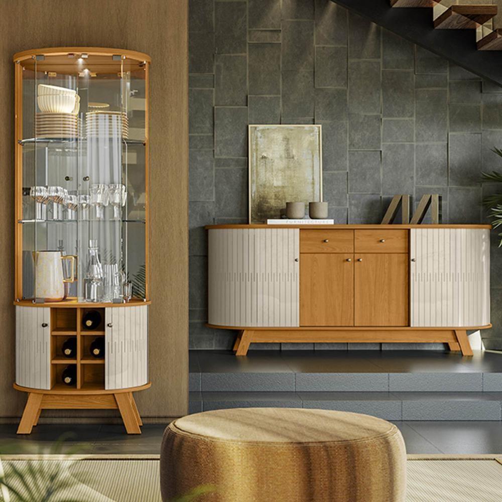 Cristaleira De Vidro Melina E Buffet Monica Z10 Off-cinamomo - Mpozenato - 2