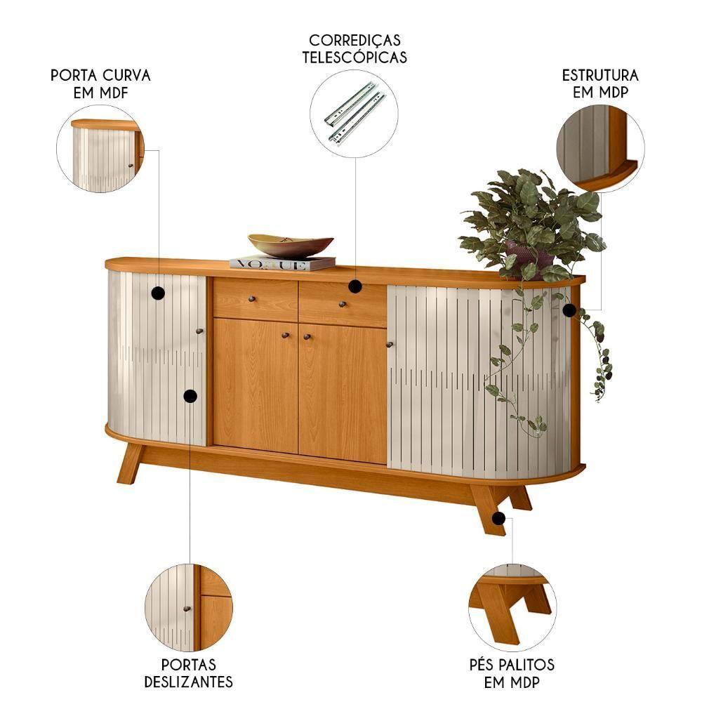 Cristaleira De Vidro Melina E Buffet Monica Z10 Off-cinamomo - Mpozenato - 3